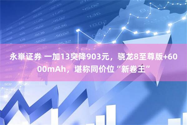 永崋证券 一加13突降903元，骁龙8至尊版+6000mAh，堪称同价位“新卷王”